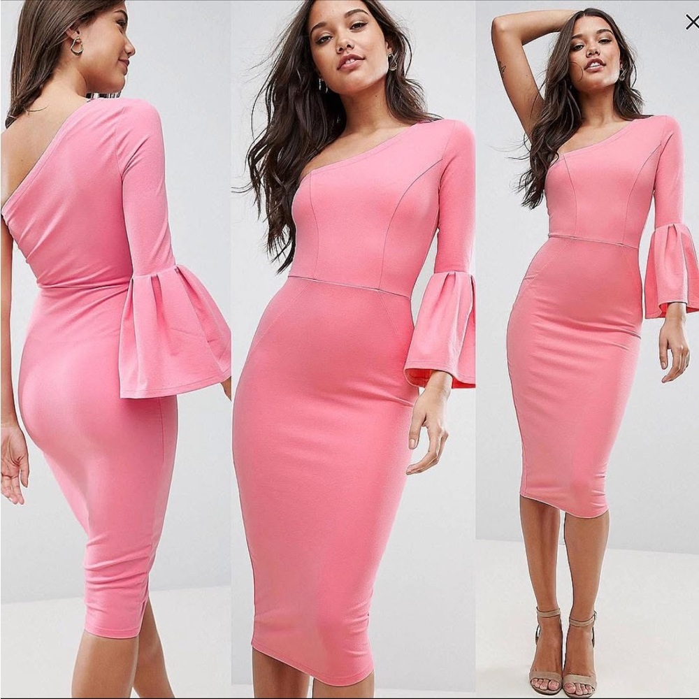 Elegant Pink One-Shoulder Dress